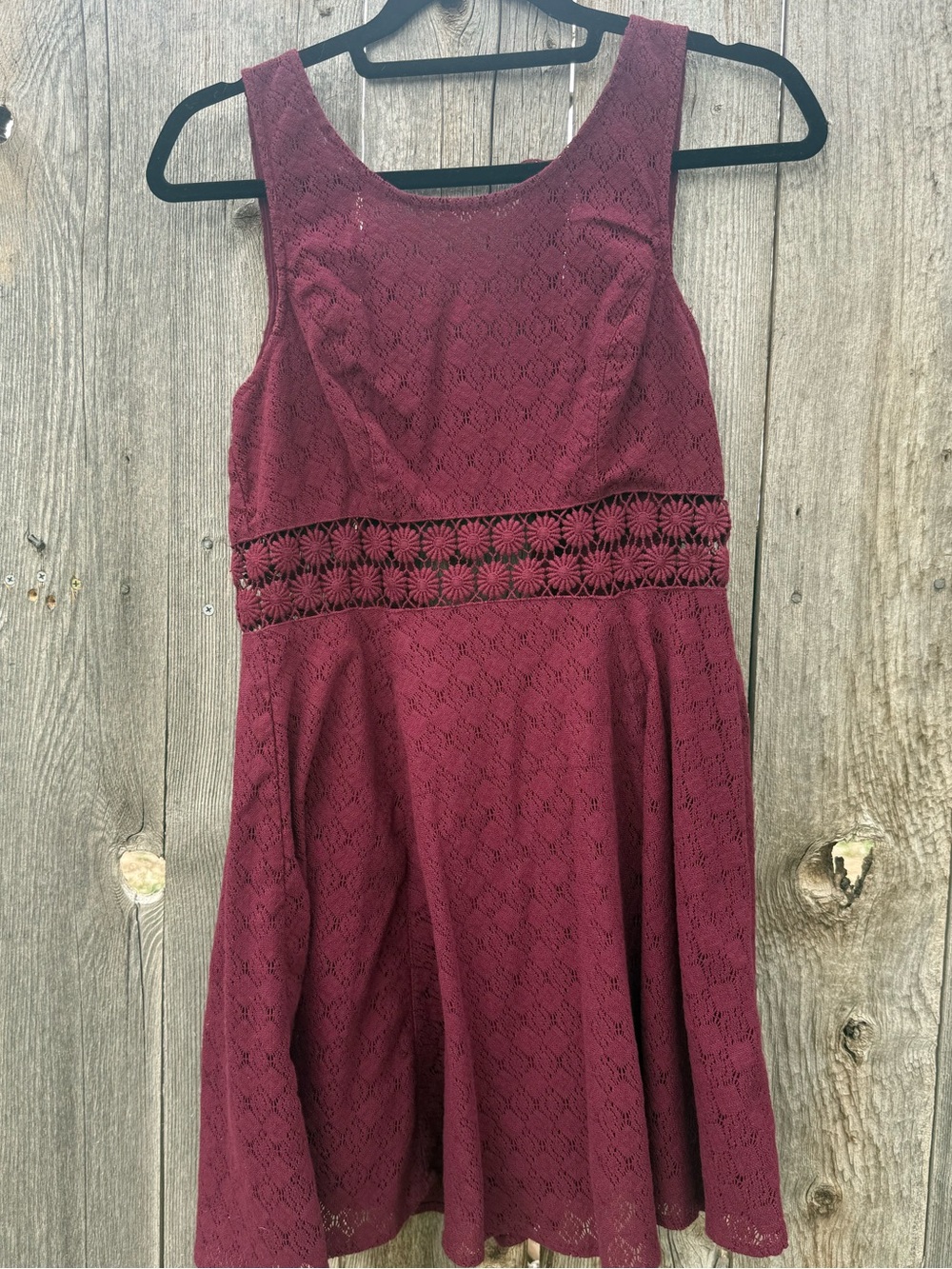Free People Croquet Burgundy Lace Fit & Flare Dress Romantic Cottagecore - Picture 3 of 5